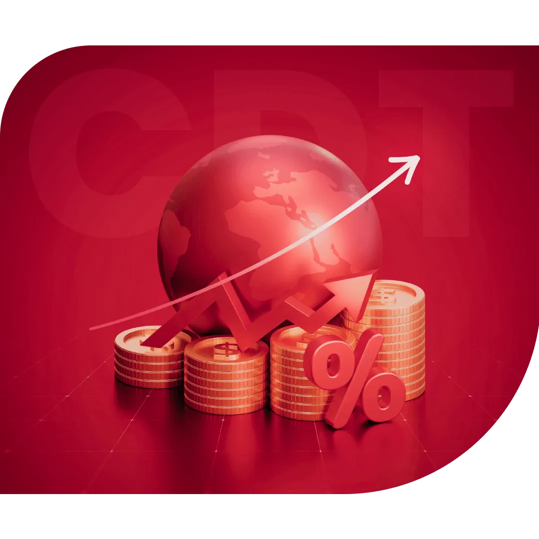 Globo y monedas, ilustración de CDT Digital